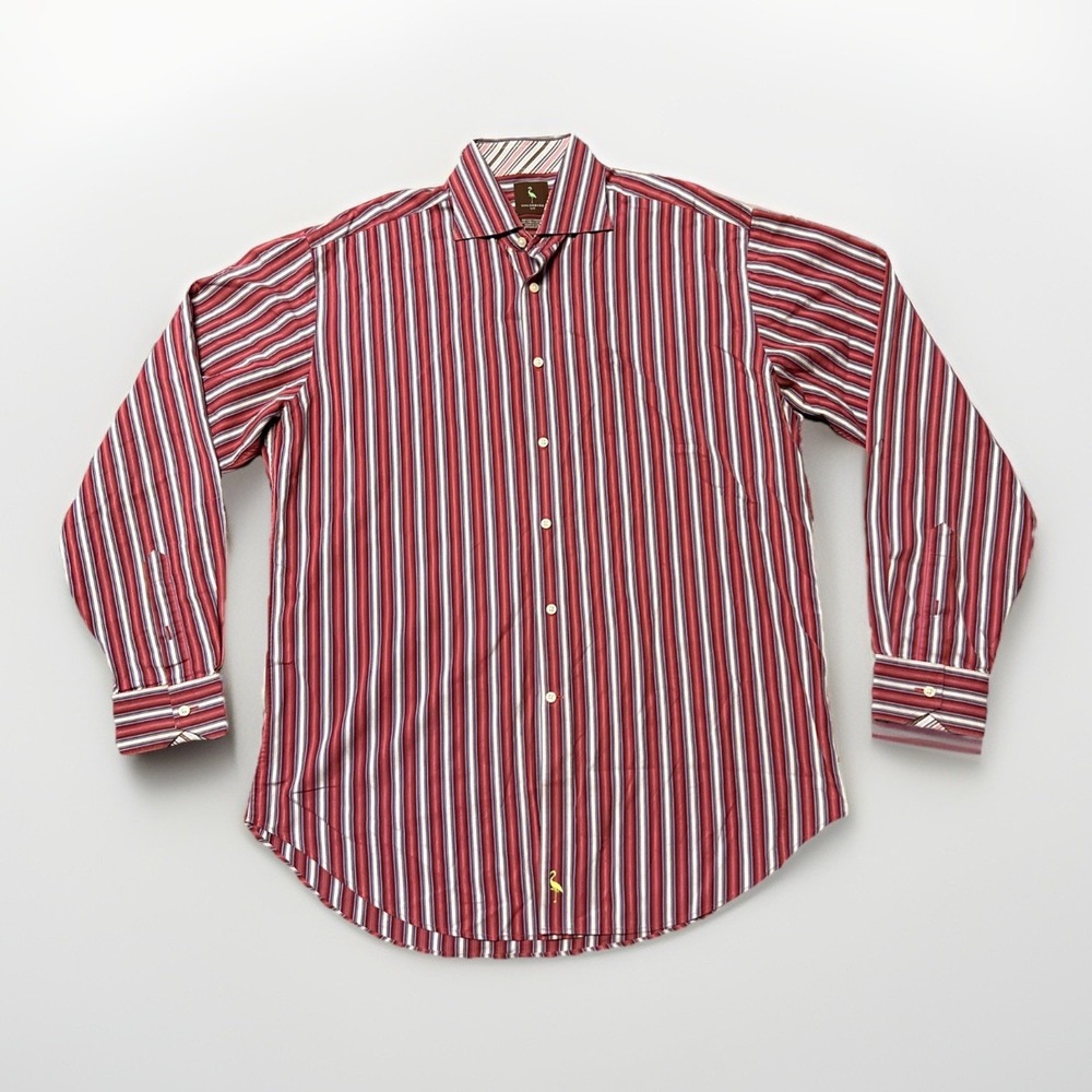 Tailorbyrd Button Up Shirt Mens Large Multicolor Striped Button Long Sleeve